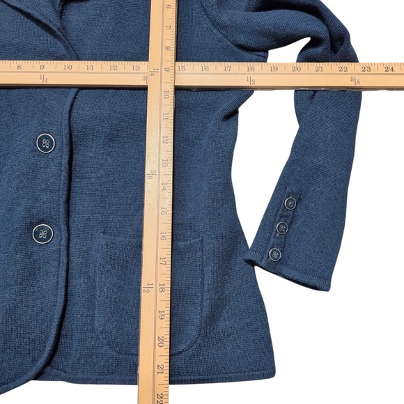 Talbots Petite Merino Wool Cardigan Blazer Sweater Jacket Blue MP Petite - Picture 3 of 7